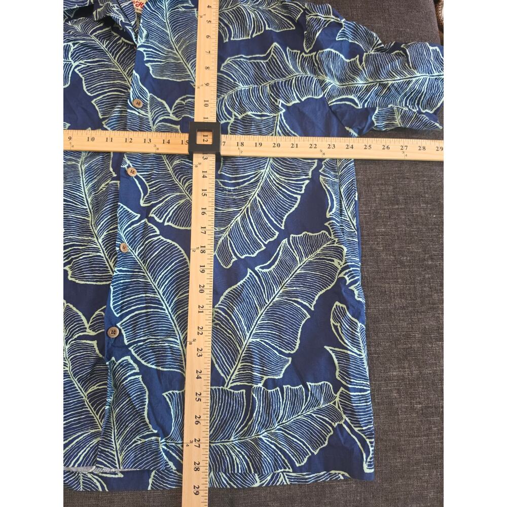 Trader Joe's x Hilo Hattie Hawaiian Shirt Mens XL Blue Banana Leaf 100% Cotton - Picture 6 of 6